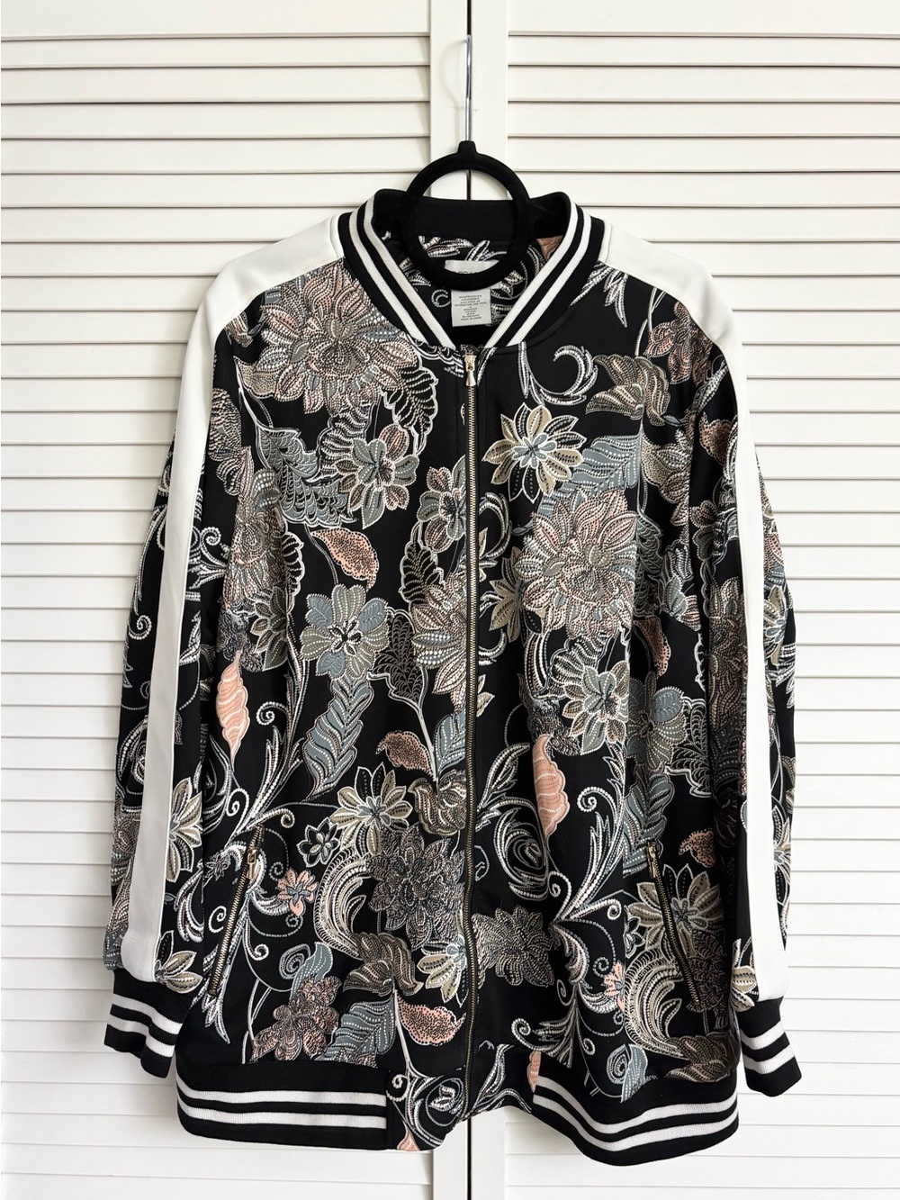 Regalia Women’s Floral Embroidered Sweatshirt Bomber Jacket, Size: 1X, NWOT